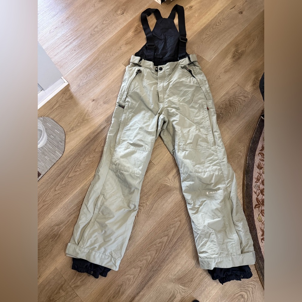 Snow Bib Pants Black Dot Water Resistant Insulated Adjustable Straps Mens size S